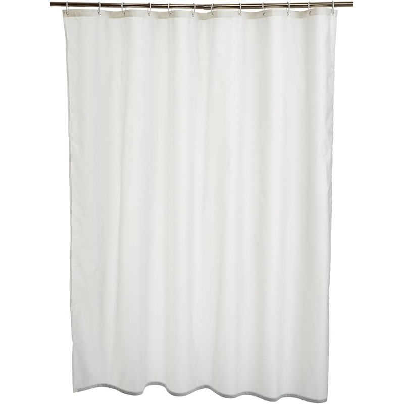 Bathroom Shower Curtain, Water Resistant Fabric with Grommets & Hooks, Machine Washable, 72"x72", White