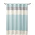 Bathroom Shower Curtain Faux Silk Pieced Striped Modern Microfiber Bath Curtains, 72x72 Inches, Aqua