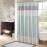 Bathroom Shower Curtain Faux Silk Pieced Striped Modern Microfiber Bath Curtains, 72x72 Inches, Aqua