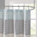 Bathroom Shower Curtain Faux Silk Pieced Striped Modern Microfiber Bath Curtains, 72x72 Inches, Aqua