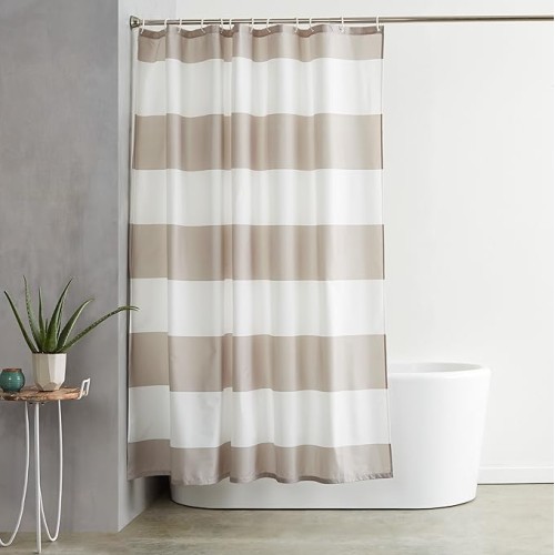 Bathroom Shower Curtain, Water Resistant Fabric with Grommets & Hooks, Machine Washable, 72"x72"