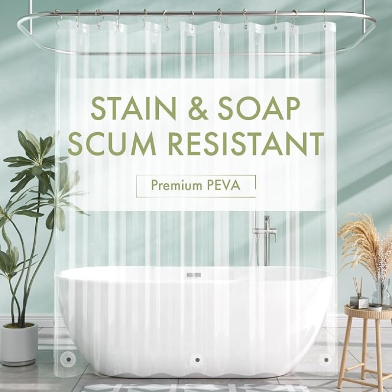 Extra Long Shower Curtain Liner, Clear Shower Curtain Liner 96 Length, 72x96 Plastic Shower Curtain Liner