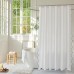 White Fabric with Water Blue Scalloped Border Shower Curtain,Boho Chic Cloth Shower Curtain for Bathroom Showers,72 x 84 Inches