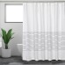 White Shower Curtain for Bathroom, Fabric Shower Curtains, 72x72 in, Farmhouse, Boho, White and Gray Striped Woven