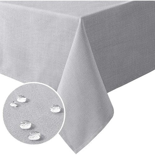 Linen Textured Table Cloths Square 60 x 60 Inch Premium Solid Tablecloth Spill-Proof Waterproof Table Cover