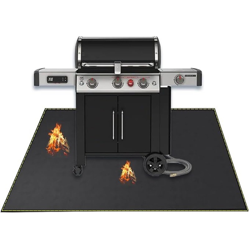 40x60 Inch Under Grill Mat for Outdoor Grill Deck Patio Protector Extra Large Silicone Fireproof Waterproof BBQ Barbecue Pad 40x60 Inch Under Grill Mat for Outdoor Grill Deck Patio Protector Extra Large Silicone Fireproof Waterproof BBQ Barbecue Pad