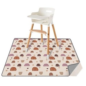 Baby Splat Mat for Under High Chair, 50.4 x 50.4 Inch Boho Splash Mat, Waterproof and Washable Spill Mat