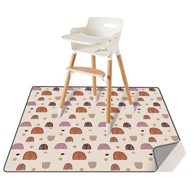 Baby Splat Mat for Under High Chair, 50.4 x 50.4 Inch Boho Splash Mat, Waterproof and Washable Spill Mat Baby Splat Mat for Under High Chair, 50.4 x 50.4 Inch Boho Splash Mat, Waterproof and Washable Spill Mat