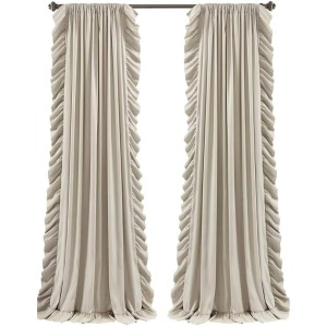 Ruffle Window Curtain Panel Set, Pair, 54" W x 84" L,  - Flowy Curtain Set - Romantic Ruffle Curtains