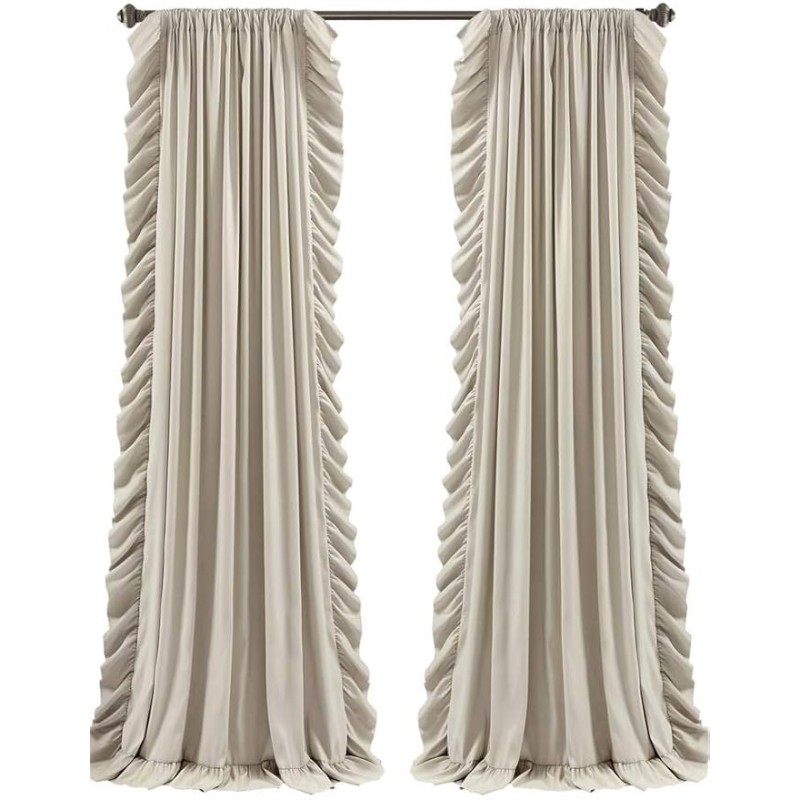 Ruffle Window Curtain Panel Set, Pair, 54" W x 84" L, - Flowy Curtain Set - Romantic Ruffle Curtains Ruffle Window Curtain Panel Set, Pair, 54" W x 84" L, - Flowy Curtain Set - Romantic Ruffle Curtains