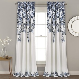 Light Filtering Window Panel Set, Pair - Floral Vine Print, Beautiful, Modern, Elegant Home Decor - 52" W x 84" L
